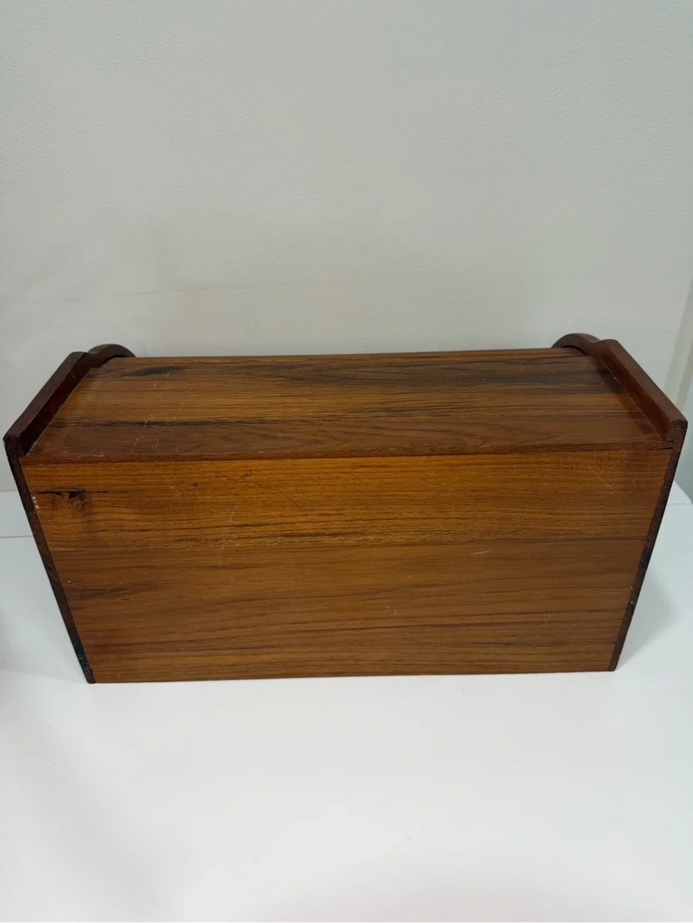 Vintage Goodwood Genuine Teak Roll Top Bread Box MCM Thailand